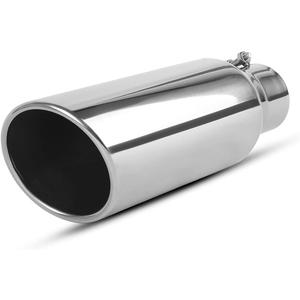 YITAMOTOR 2.5 Inch Inlet Exhaust Tip, 2.5" Inlet 4" Outlet 12" Overall Length Chrome Polished Stainless Steel Exhaust Tailpipe Tips (Silver)