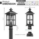 Darkaway Outdoor Post Lights, 21.3-inch Large Exterior Post Lantern Lamp Waterproof Aluminum Housing Lamp with Seeded Glass, Fence Pole Deck Lighting for Garden Patio Pathway Driveway