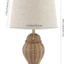 JONATHAN Y 20.5" Natural Wicker Table Lamp Set of 2, Bohemian Rustic Farmhouse Bedside Lamps for Living Room, Nightstand Desk Lamps with Beige Linen Shade, LED Bulbs Included JYL4041A-SET2