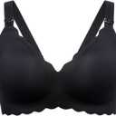 Momcozy Nursing Bras for Breastfeeding, Seamless Pregnancy Maternity Bra Wireless Classic Jelly Strip Support Nursing Bra (3X-Large Plus, Black)