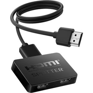 HDMI Splitter 1 in 2 Out, 4K HDMI Splitter Not for Extended Display (Mirror Only/Copy Mode), Sends Same Content to 2 Screens(Need Power 5V 1A), Works with Laptop, TV, Monitor (Hdmi Cable Not Included)