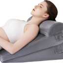 Wedge Pillow Set for After Surgery Adjustable 3 Pieces Bed Wedge Pillow for Sleeping -Sleep Apnea, Acid Reflux, Snoring, Neck Pain,Back Pain and Legs Pain Relief for Adults (Grey, 3 Set)