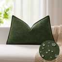 Kevin Textile Spring 12x20 Inch Lumbar Pillow Cover 1 Pack Soft Boucle Textured Decorative Waterproof Rectangle Cushion Elegant Accent Pillow for Couch Sofa Chair Bed Indoor Outdoor Moss Green