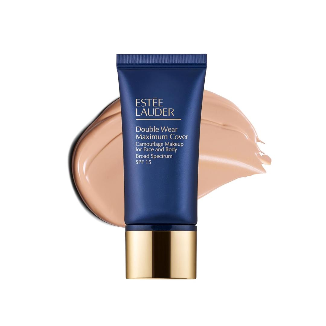 Este Lauder Double Wear 24-Hour Maximum Cover Camouflage Foundation for Face and Body SPF 15 | Full Coverage | Tattoo Cover Up Makeup Waterproof, 1.0 Fl Oz (1C1 Cool Bone - Light with cool rosy-peach undertones)