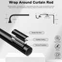 Hei!Dear 2 Pack Blackout Curtain Rod for Windows 48 to 84 inch (4-7Ft), Wrap Around Room Darkening Curtain Rods, 5/8" Samll Adjustable Modern Decorative Window rod,Black