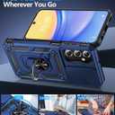 BaHaHoues for Samsung Galaxy A15 5G Case with Screen Protector & Slide Camera Lens Cover,Built-in 360Rotate Magnetic Ring Stand Shockproof Protective Phone Case for Samsung A15 5G Case (Blue)