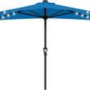 AreShark 9ft Patio Half Umbrellas with Solar Lights, 1/2 LED Half Outdoor Umbrella w/ 20 LED Lights, Lighted Table Wall Umbrella with Crank & 5 Sturdy Ribs for Market, Pool, Deck, Lawn and Garden, Royal Blue