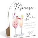 Minimalist Momosa Bar Sign with Stand, 8 x 11 Inch Modern Wooden Baby Shower Sign, Gender Reveal Tabletop Sign for Mom Birthday, Momosa Bar Supplies, Gender Reveal Party, Baby Shower Decorations, 05