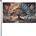 BOXIMIAO Tree Of Life Earth Flag 3x5 Ft Outdoor Polyester Garden Flag Double Sided Banner For Yard Lawn Porch Balcony Home Decorations