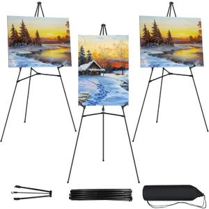 3 PCS Black Easel Stand for Wedding Sign Stand, 65 Inch Adjustable Metal Easels for Display, Portable Folding Easel for Wedding, Display Show, Arts, Poster with Portable Bags