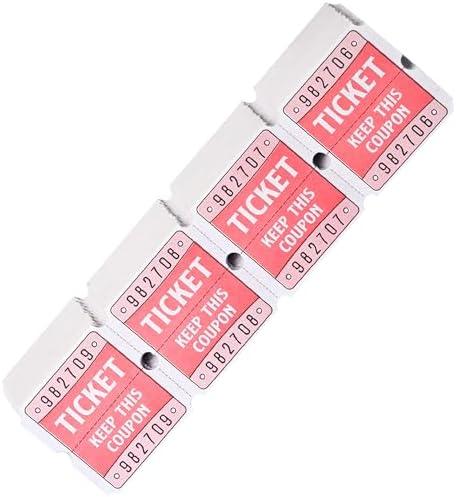 Pack of 4 L LIKED 200 Raffle Tickets, 50/50 Double Roll Tickets for Event, Raffles, Carnival, Door Prizes and Class Reward, Red 