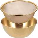 Multi-functional Stainless Steel Rice Washing Bowl - Gold Kitchen Strainer for Rice, Vegetables & Fruit - Durable and Elegant Design