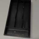 Small Silverware Organizer, Bamboo Kitchen Drawer Organizer, Utensil Holder, Cutlery Tray & Spoon Flatware Storage with Grooved Drawer Dividers (Black) (Small 6.7x12 Inch)