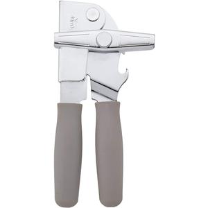 Portable Can Opener with Sharp Blade, Manual Hand Held, 2-in-1 Can and Bottle Opener, Made of Steel, Easy Turn Knob, Basic Kitchen Essentials (Gray)