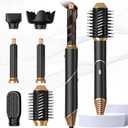 6 in 1 Hair Dryer Brush, Foldable Blow Dryer Brush with Wrap Curler, Detachable Air Hair Styler Curling, Drying,Volumizing, Straightening, Negative Ionic Hair Dryer with Diffuser, Hair Styling Tools (Black)
