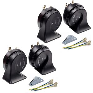 Car Horn 4 pack 12v Waterproof Auto Horn Used for Trucks Trains, Universal Electric Snail Horns Kit for Cars, Motorcycles,Off-Road Vehicles,Ships