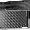 Men's Belts Leather Ratchet Dress Belts for Men Adjustable Belt for Casual Jeans (Beveled Carbon Black Buckle - Black)