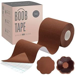 Tripsky XL Breast Lift Tape, BoobTape for Large Breasts,Body Tape for Fashion,Athletic Tape Boobtape &NippleCover for A-G Cup (3 inch, Brown)