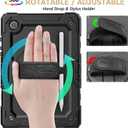 SEYMAC stock Case for Samsung Galaxy Tab A9 8.7'', Full-Body Drop Protection Case with Screen Protector Pencil Holder [360 Rotating Hand Strap] &Stand, Black