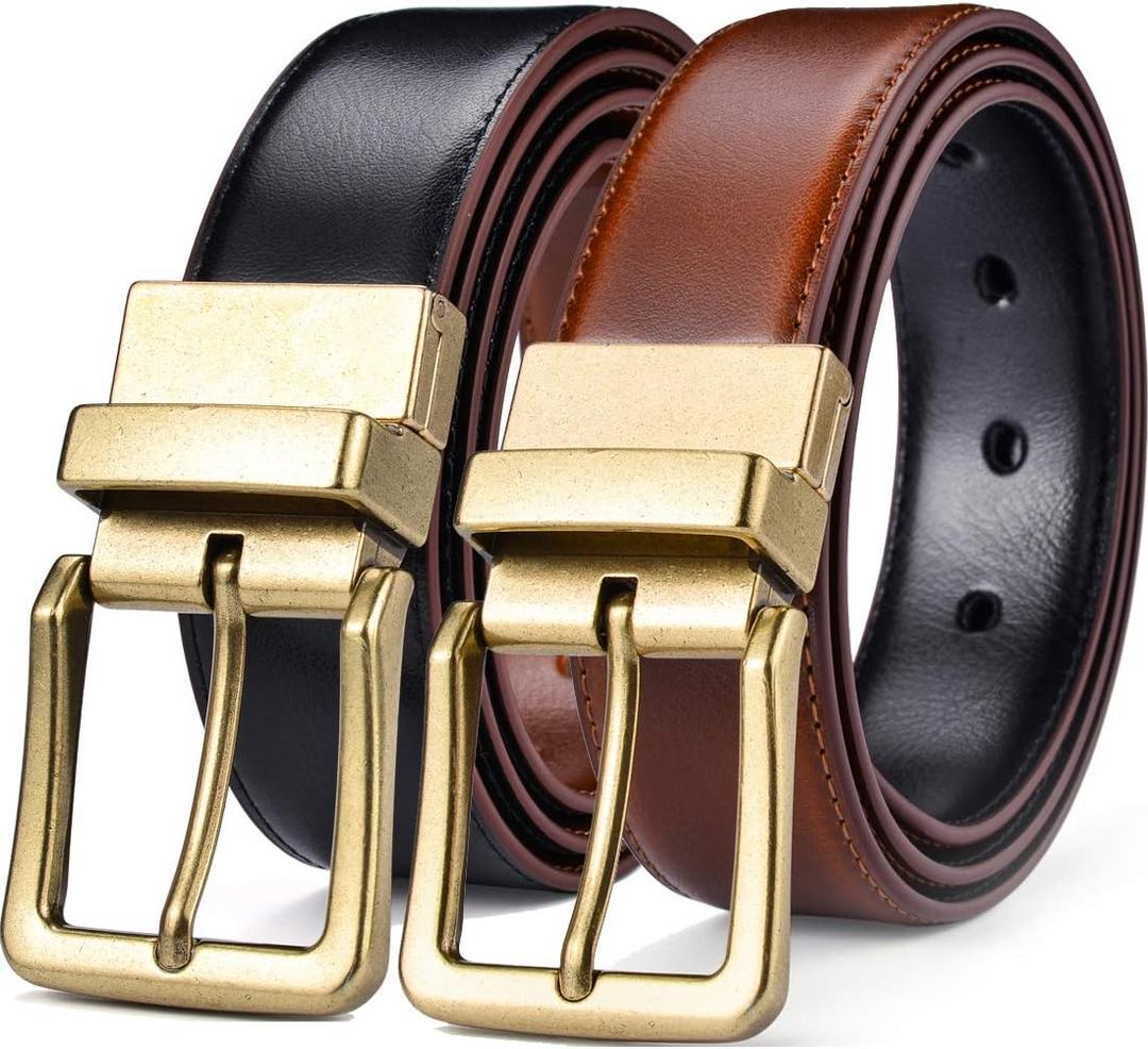Beltox Mens Belts Reversible Leather 1.25 Wide 1 for 2 Rotate Buckle Gift Box (34-36, Antique Gold Buckle With Black/Lt Brown Belt) Beltox Mens Belts Reversible Leather 1.25 Wide 1 for 2 Rotate Buckle Gift Box (34-36, Antique Gold Buckle With Black/Lt Brown Belt)
