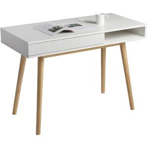 Artswish 42" Wood Modern Office Desk with Drawer, Simple Writing Desk for Home, White, 42.5" x 19.7" x 29.5"
