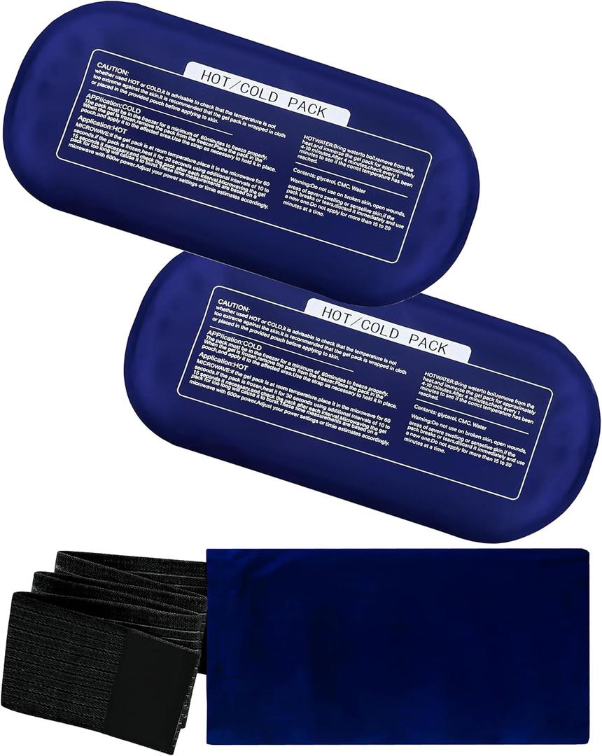 Reusable Hot and Cold Ice Packs with Adjustable, Flexible Ice Wraps  3-Piece Set for Shoulder, Back, Knee, Neck, Arm, Leg, and Joint or Muscle Injuries