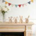 2 x 24Pcs Wood Rabbit Crafts to Paint, Bunny DIY 3D Paintable Unfinished Wooden Slices for Craft, Rabbits Cutouts Ornaments for Easter Decorations (Bunny)