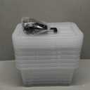 EOENVIVS Plastic Storage Bins with Lids 6 Pack Storage Organizer, 7 Quart Stackable Storage Bins with Buckle Lids and Handle easy for Home Office Pantry Organization, Clear (Black)