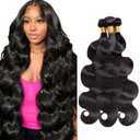 Human Hair Bundles Natural Black Body Wave Bundles Human Hair Extensions 10A Brazilian Virgin Body Wave Human Hair 3 Bundles 24 26 28 Inch