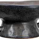 Creative Co-Op Stoneware Bowl with Handle and Base, Black Reactive Glaze (8.0"L x 7.9"W x 3.6"H)