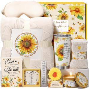 Christian Gifts for Women Faith, Religious Inspirational Sunflower Gifts for Women, Catholic Spiritual Gift Birthday Valentines Day Gift for Her Womens Mom Sister Friend Grandma Wife w/ Blanket