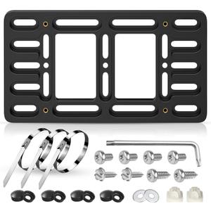 Front License Plate Bracket Holder, 2 Drill License Plate Mount, Universal Bumper Car Tag Frame Mounting kit