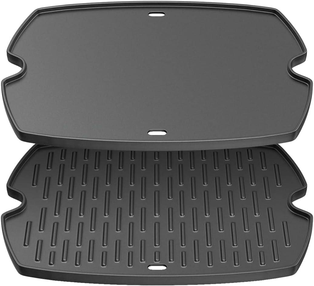 Safbbcue 7582 17" Cast Iron Cooking Griddle for Weber Q1000 Q1200 Q1400 Q100 Q120 Q140 Series GS4 Grills, Griddle Plate for Weber 50060001 50060301 386001 386002 Grill, Replaces Grate #7644#65810