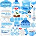 KatchOn Glitter Winter Photo Booth Props - Pack of 27 | Blue Christmas Decorations | Holiday Snowflake Props for Photos