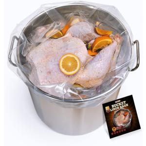 5 Gallon Bucket Liner Bags, 5.5 Mil, 5 Pack, Thicken Turkey Bags for Marinating & Brining Food Grade, BPA Free, Extra Heavy Duty Leak Proof Bags for Food Storage