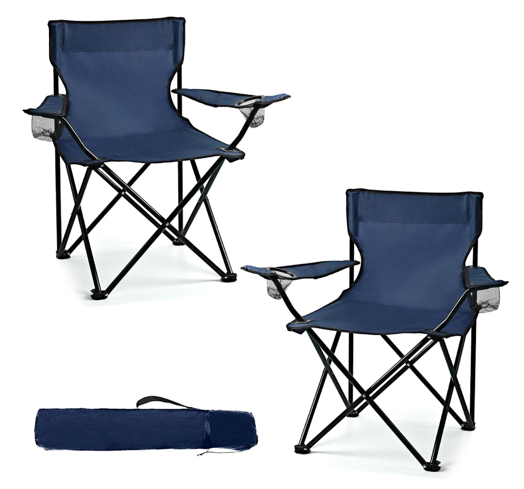 WEIDIORME 2 Pack Lightweight Camping Chairs for Adults & Teens, Capacity Foldable Portable Chairs with Carry Bag, Compact Design for Camping, Beach, Picnics, and Outdoor Events