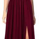 WOOSEA Women Sleeveless Deep V Neck Split Loose Sexy Plain Long Maxi Casual Dress (Red, XL)