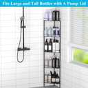 HuggieGems 5 Tier Floor Standing Corner Shower Caddy Organizer Shelf with Hooks, Bathroom Shelves Stand Rack, Black