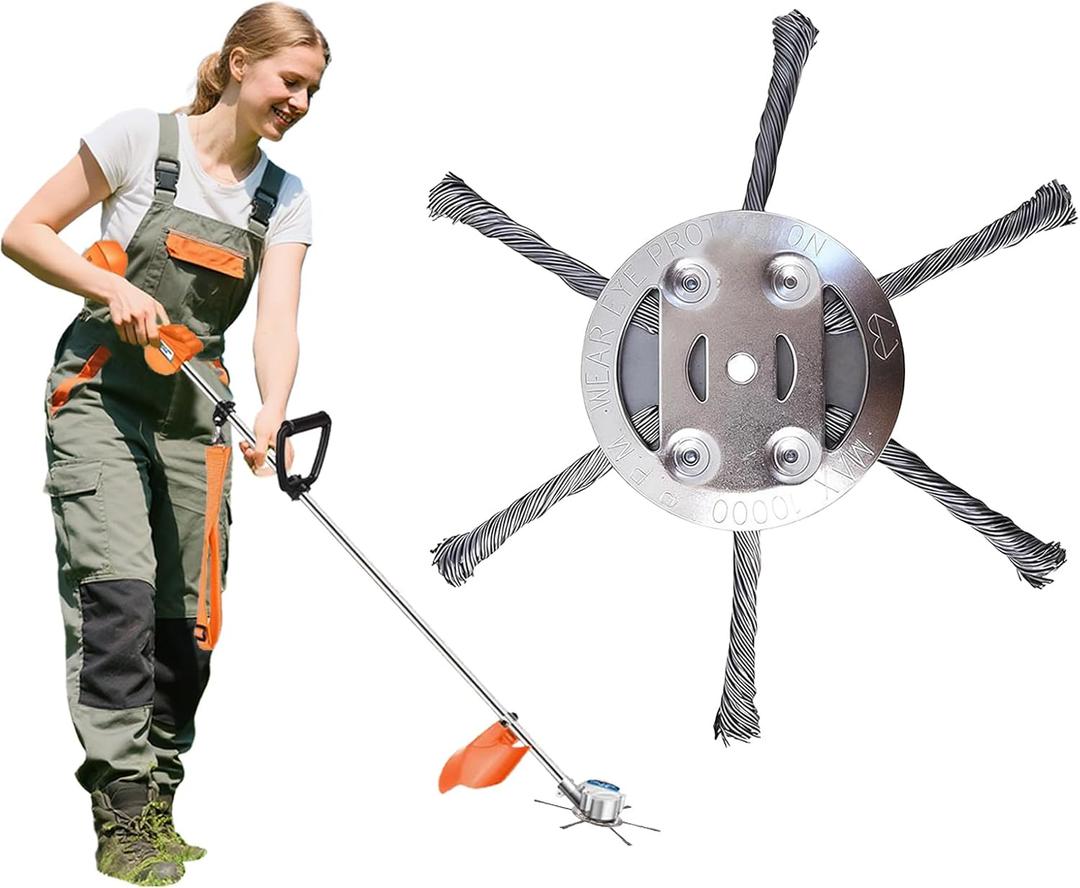 Steel Wire Grass Trimmer Head, Upgrade Bold 2.3 Times Prevent Breaking Steel Wire Weed Eater Head, for Low-Power Lithium Battery Weed Trimmers, 6 Inch Wire Weed Trimmer HeadLow Power 6 Blade