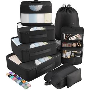 Veken 5 Set Packing Cubes for Travel Essentials, Suitcase Organizer Bags in 4 Sizes, Carry-On Luggage Accessories with Large Laundry & Toiletry Bag, Must-Have for Airplane, Road Trip & Camping