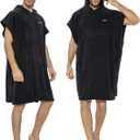 MWTA Surf Poncho Change Robe with Hood Thick Microfiber Wetsuit Changing with Pocket for water Sports Men and Women (Black)