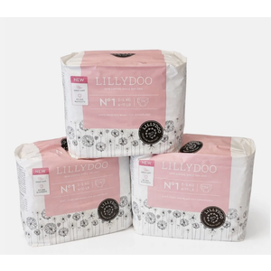 Lilly Doo Baby Diapers 4-11 lbs Soft Snug 24 Count Per Pack, Lot Of 3
