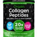 Orgain Hydrolyzed Collagen Peptides Powder For Women & Men, 20g Grass Fed Collagen, Unflavored - Hair, Skin, Nail, & Joint Support Supplement, Paleo & Keto, Non-GMO, Type I and III, 1lb (EXP 05/10/28)