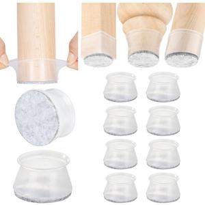 Chair Leg Floor Protectors - 8 pcs Clear - Felt Bottom Silicone Pads for Hardwood Floors & Furniture Feet - Rubber Caps for Chairs - Small 2 set
