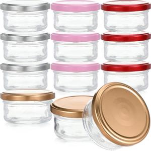 12 Pcs 2.5 oz Salad Dressing Container to Go Small Glass Food Storage Containers with Lids Airtight Small Glass Jars Leak Proof Reusable Dipping Condiment Sauce Containers for Lunch Box Picnic Travel