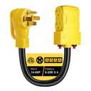 50 Amp to 20 Amp 110V RV Distribution Adapter, 240V to 120V, NEMA 14-50P to 4 X 5-20R/15R RV Generator Adapter, 4-Prong Plug to Mutiple Household Outlet w/ 24amp Circuit Breaker