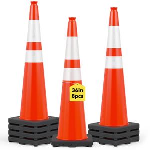 HiGiant 8 Pack 36" Orange Traffic Cones with Weighted Base, 7.3 lbs Each
