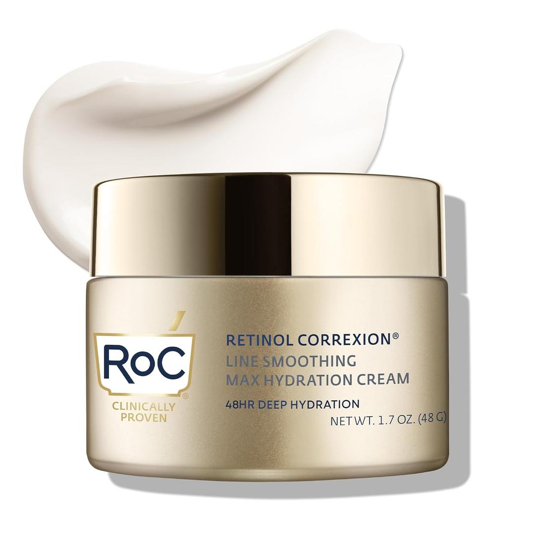 RoC Retinol Correxion Max Daily Hydration AntiAging Face Moisturizer with Hyaluronic Acid, Oil Free Skin Care Cream for Fine Lines, Dark Spots, PostAcne Scars, Retinol Moisturizer, 1.7 Ounces
