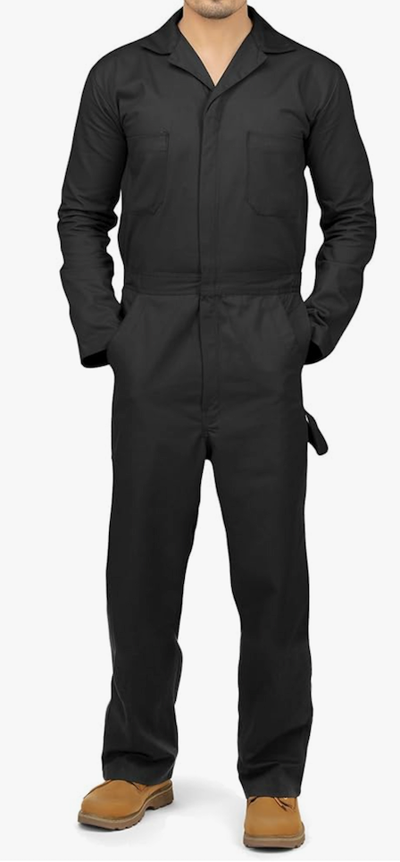 Men’s Twill Coverall Relaxed Fit Long Sleeve Utility Work Wear Size L