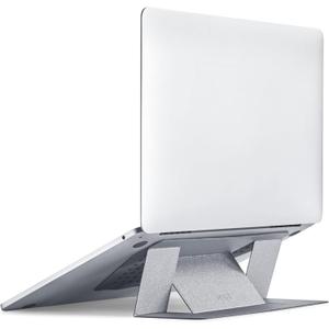 MOFT Laptop Stand for Desk, Adhesive MacBook Computer Stand with 2 Adjustable Viewing Angles, Foldable and Portable Laptop Riser Compatible with 11"-16" Laptops, Silver(Adhesive Version)